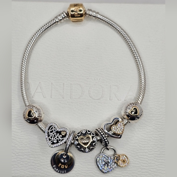 ♥️ 8pc Authentic Pandora LOVE BRACELET GIFT 🎁 SET With 14k GOLD - Picture 5 of 14